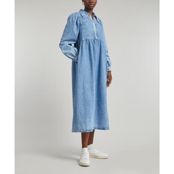 Aligne Gabriella Women's Long Sleeve Midi Denim Dress, Sz UK18 US14, Light Wash - Picture 1 of 15